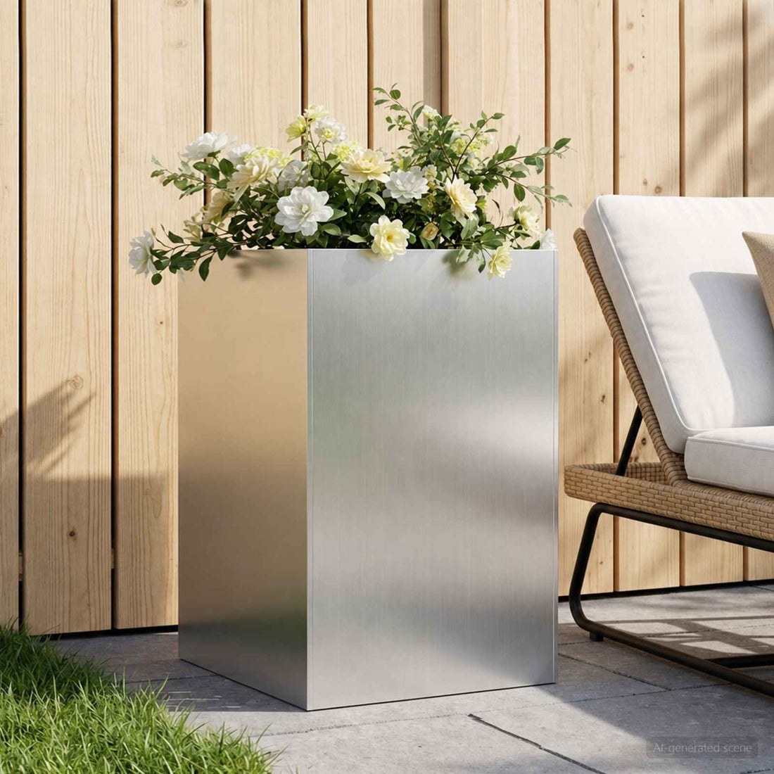 vidaXL Macetero de Jardín Plateado 40 x 40 x 75 cm Acero Galvanizado