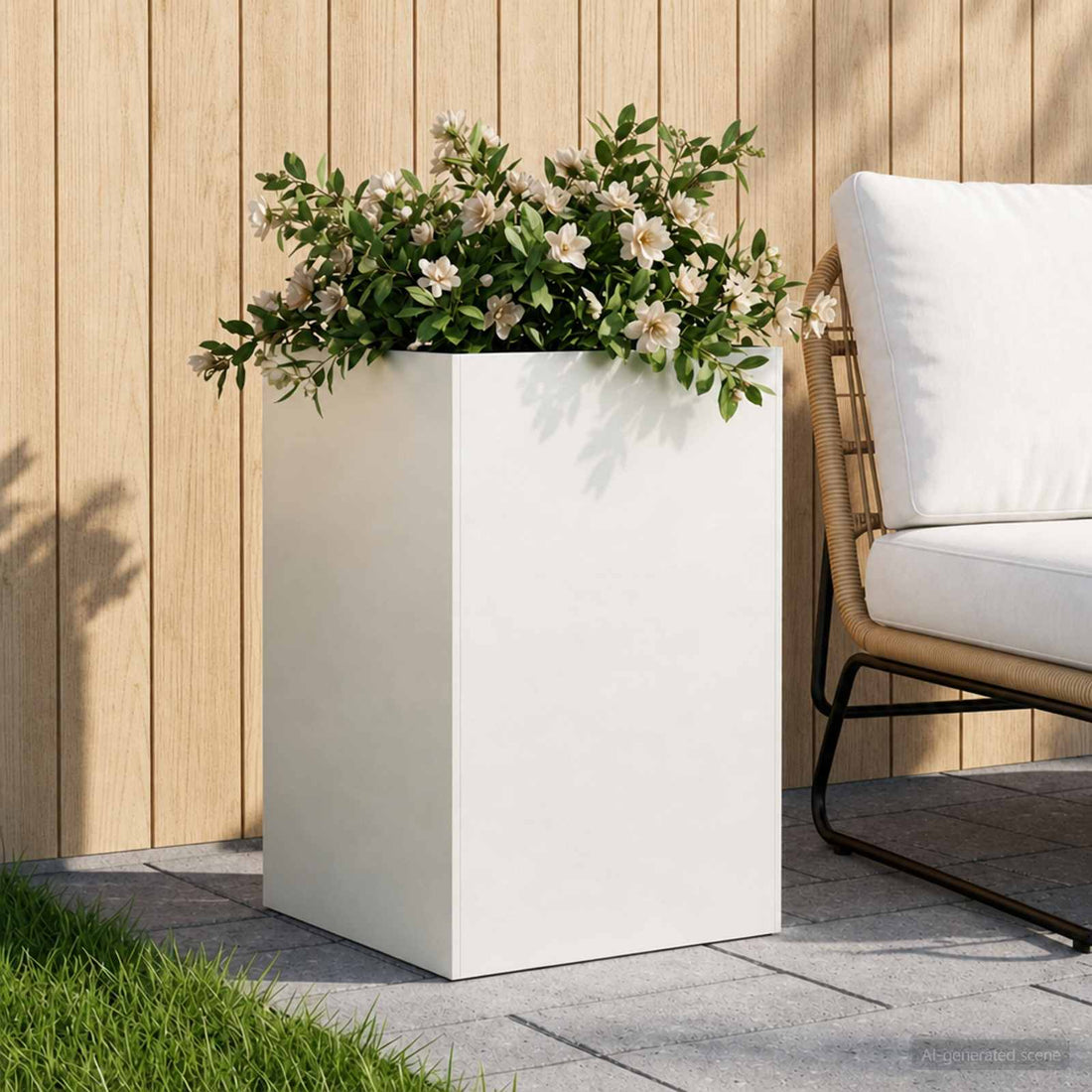 vidaXL Macetero de Jardín Blanco 50 x 50 x 75 cm