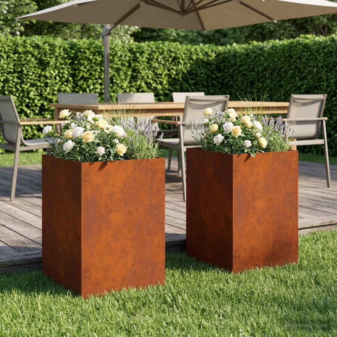 vidaXL Macetero de Jardín 2 uds. Oxidado 50 x 50 x 75 cm Acero oxidado
