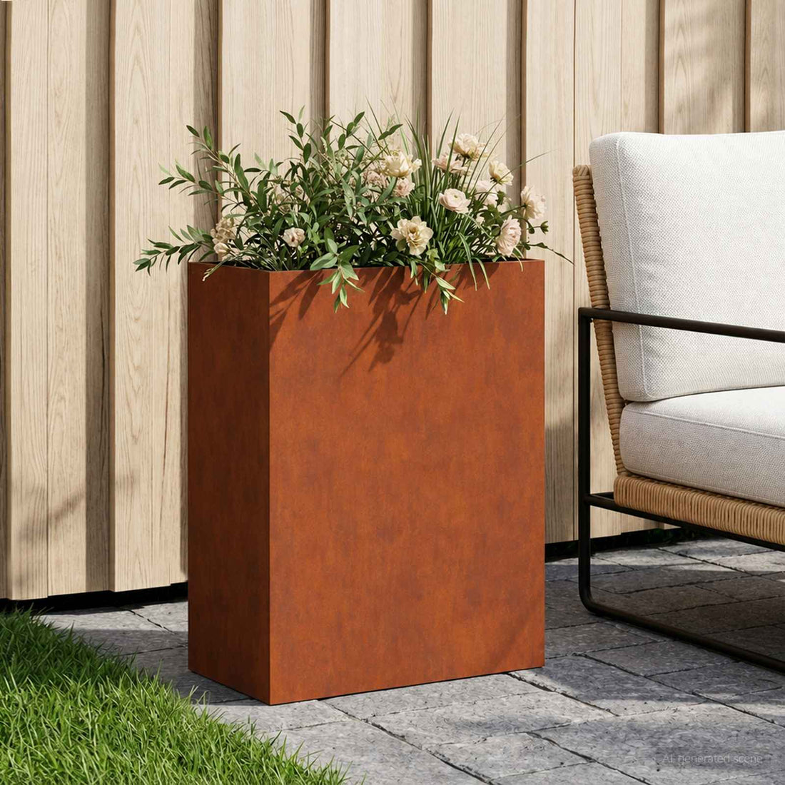 vidaXL Macetero de Jardín Oxidado 40 x 20 x 40 cm Acero oxidado