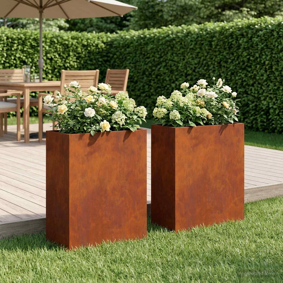 vidaXL Macetero de Jardín 2 uds. Oxidado 40 x 20 x 40 cm Acero oxidado