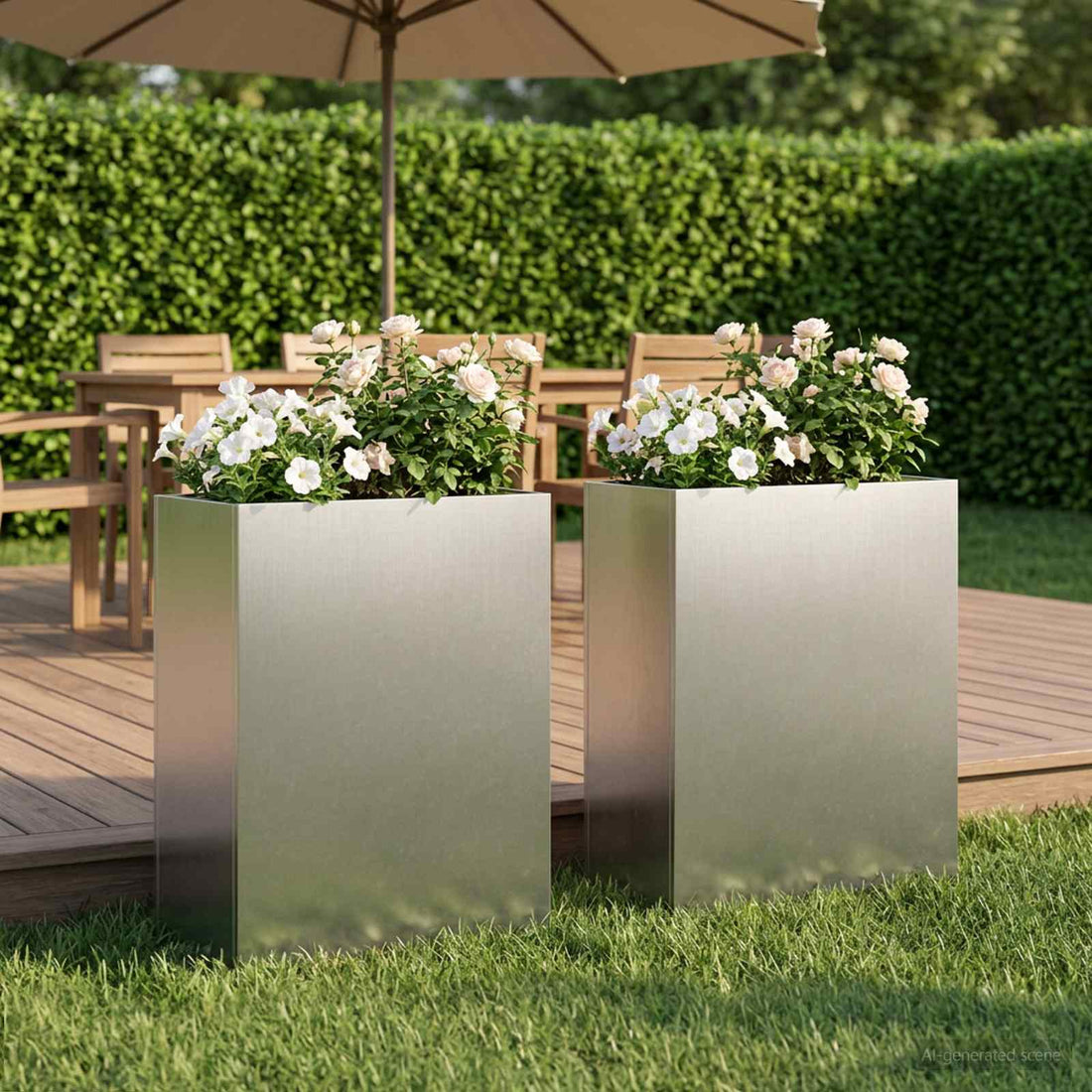 vidaXL Macetero de Jardín 2 uds. Plateado 40 x 20 x 50 cm