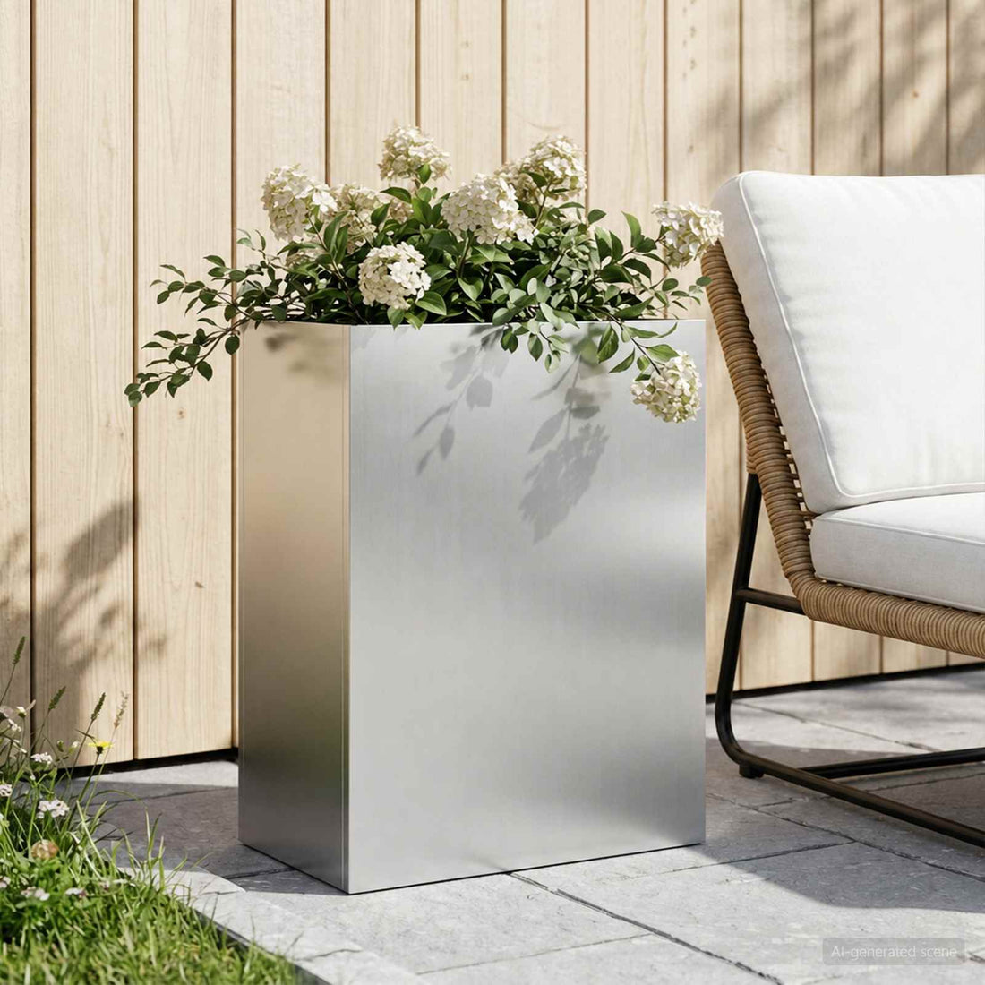 vidaXL Macetero de Jardín Plateado 40 x 20 x 50 cm Acero Galvanizado