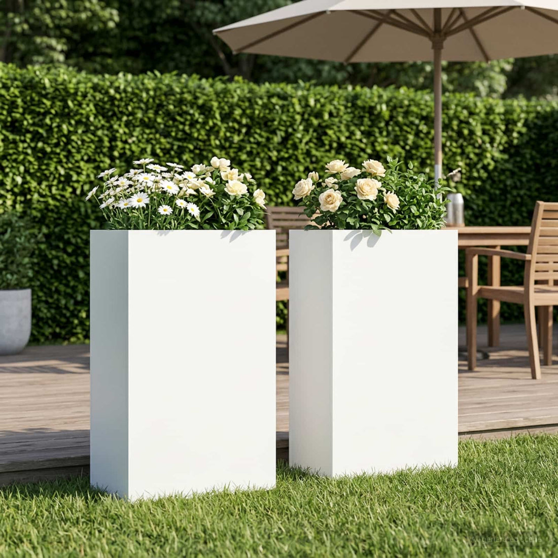 vidaXL Macetero de Jardín 2 uds. Blanco 40 x 20 x 75 cm