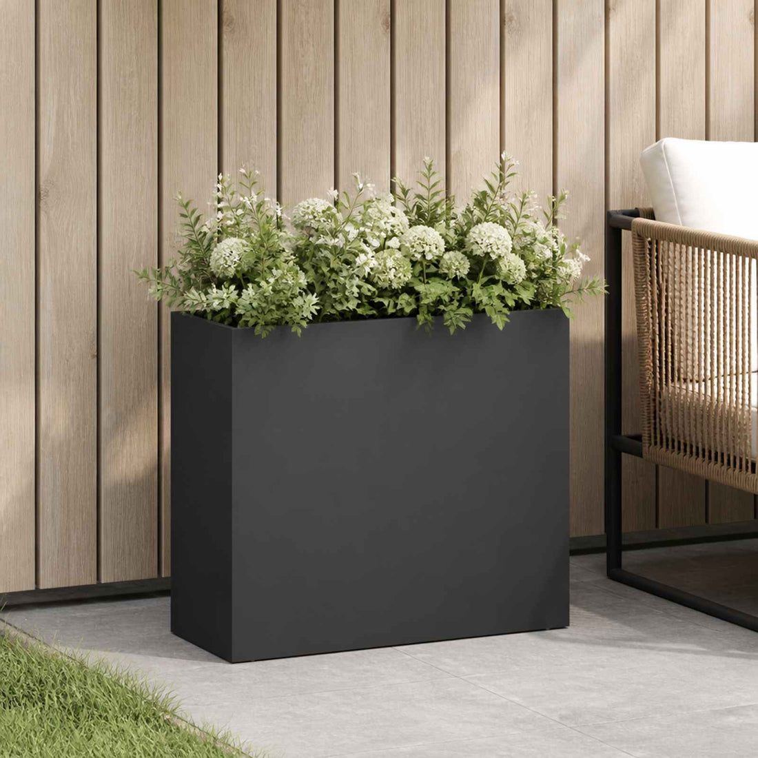 vidaXL Macetero de Jardín Negro 50 x 20 x 40 cm Acero laminado en frío