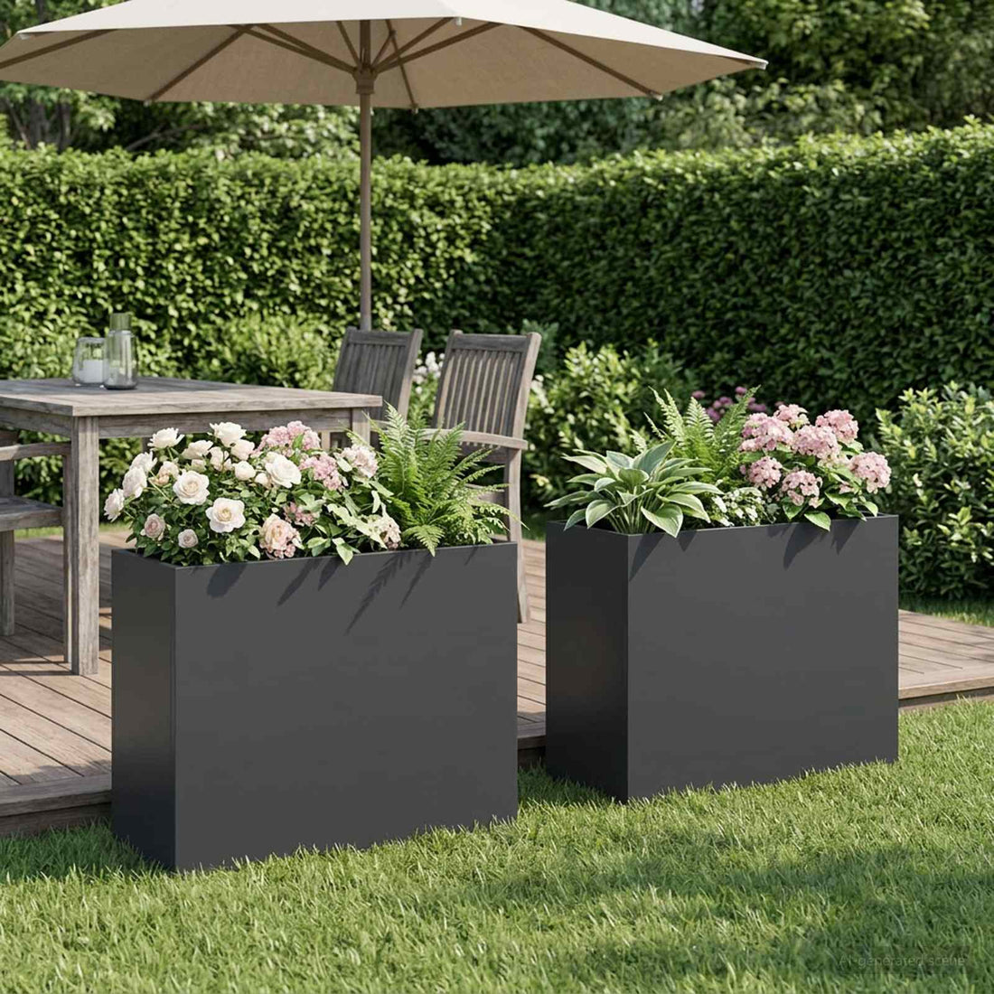 vidaXL Macetero de Jardín 2 uds. Gris antracita 50 x 20 x 40 cm