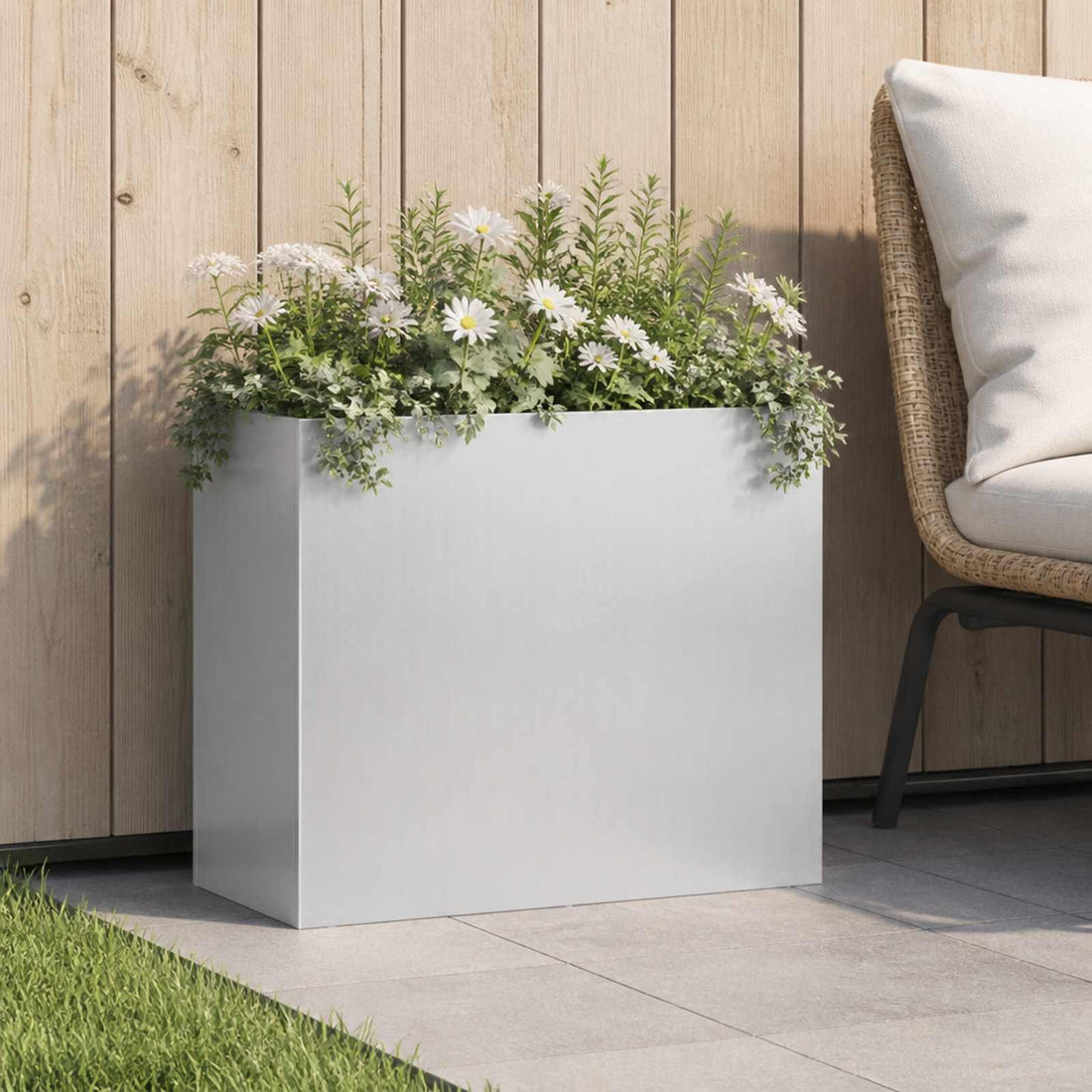 vidaXL Macetero de Jardín Plateado 50 x 20 x 40 cm Acero Galvanizado