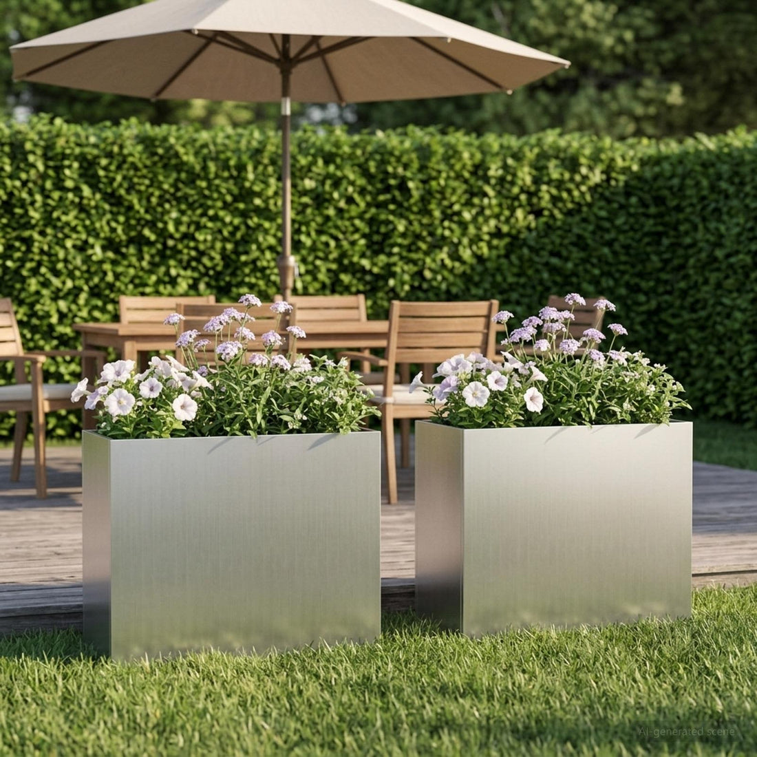 vidaXL Macetero de Jardín 2 uds. Plateado 50 x 20 x 40 cm