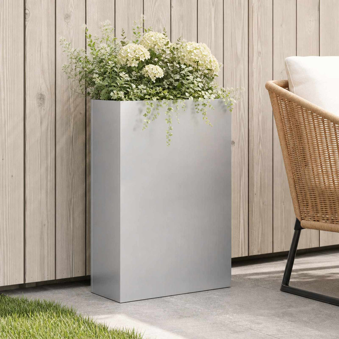 vidaXL Macetero de Jardín Plateado 50 x 20 x 75 cm Acero Galvanizado