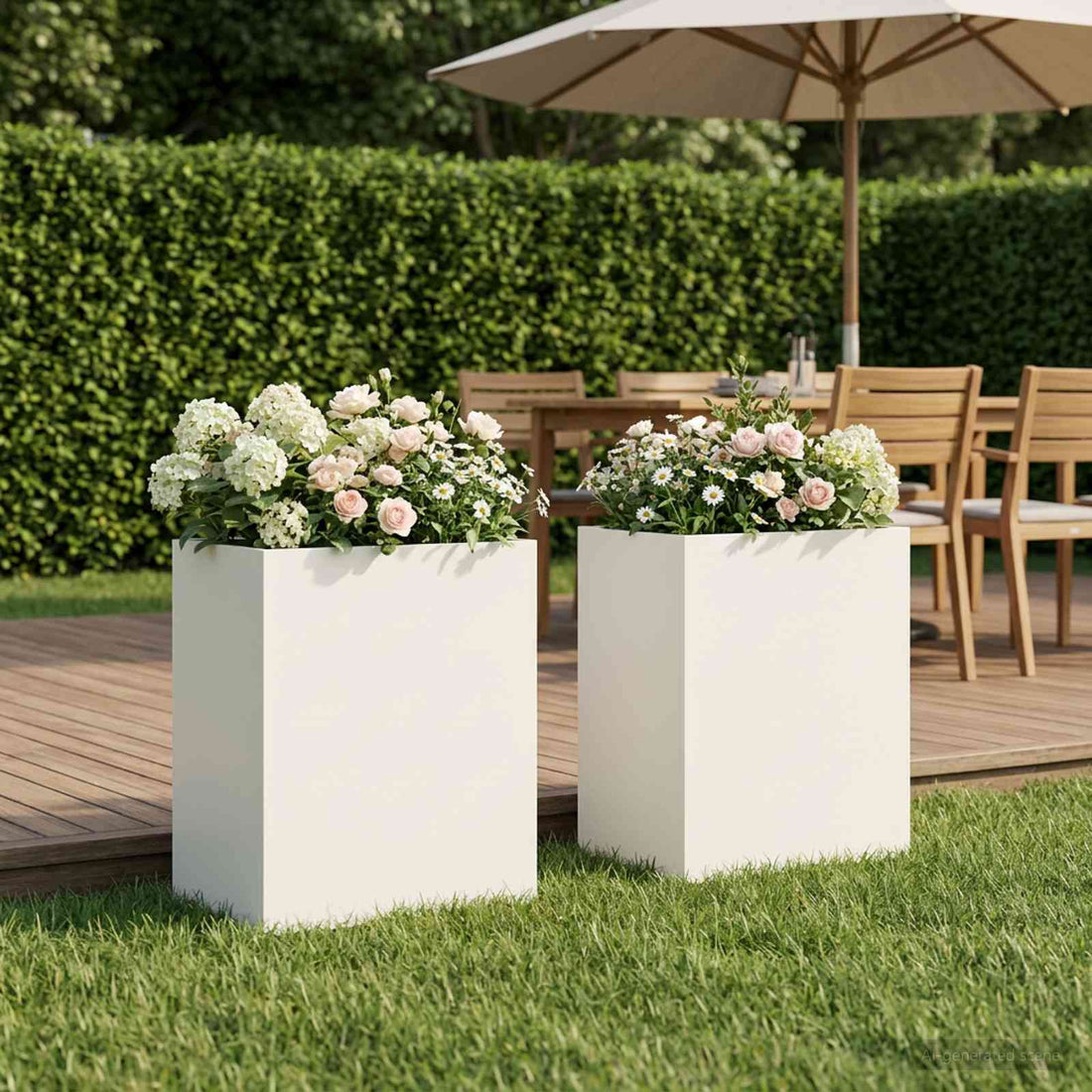 vidaXL Macetero de Jardín 2 uds. Blanco 40 x 30 x 40 cm
