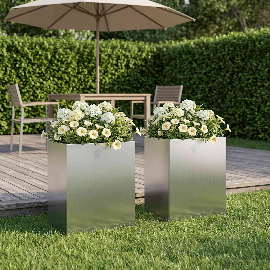 vidaXL Macetero de Jardín 2 uds. Plateado 40 x 30 x 40 cm