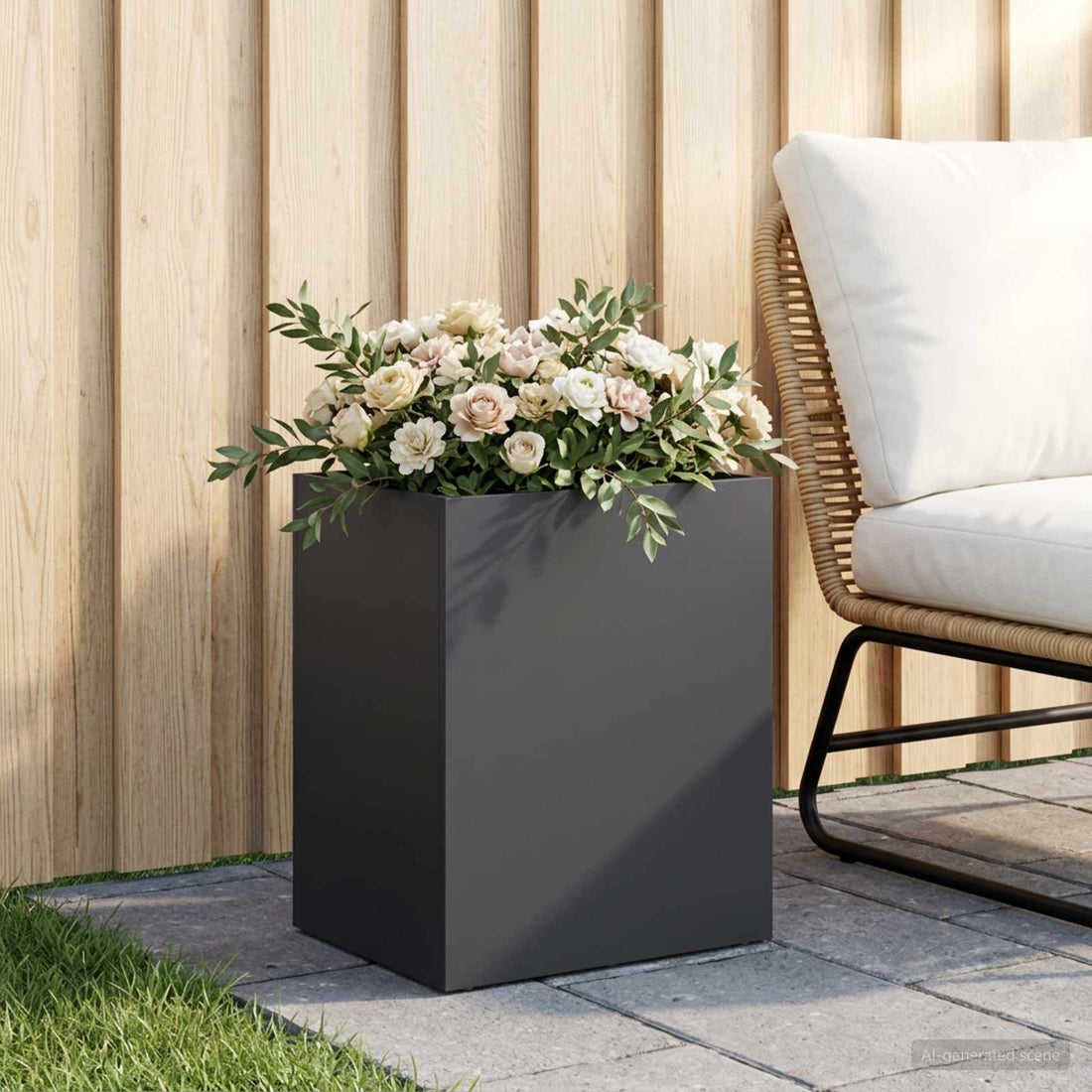 vidaXL Macetero de Jardín Negro 40 x 30 x 50 cm Acero laminado en frío