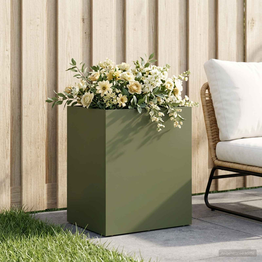 vidaXL Macetero de Jardín Verde oliva 40 x 30 x 50 cm