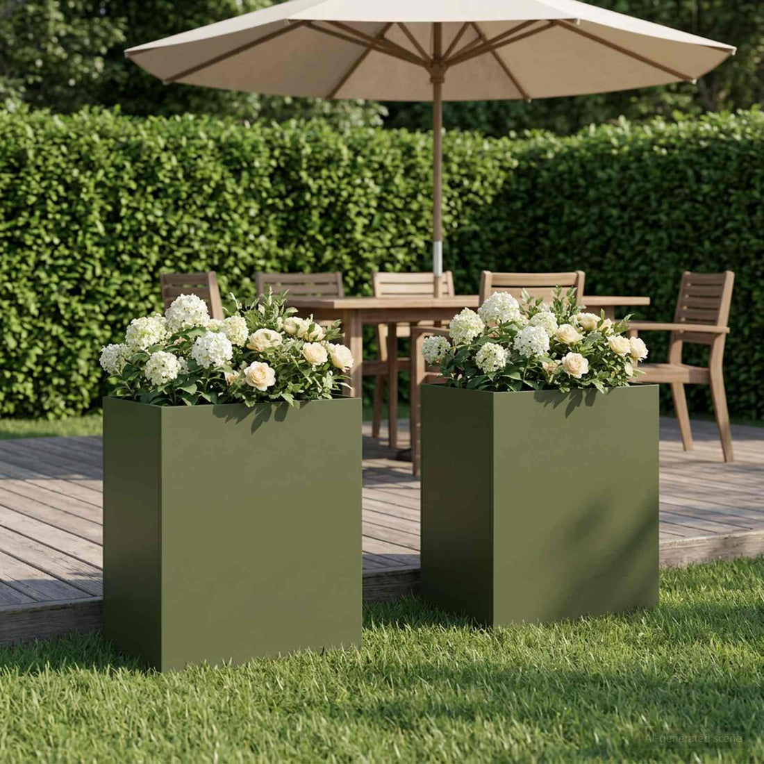 vidaXL Macetero de Jardín 2 uds. Verde oliva 40 x 30 x 50 cm