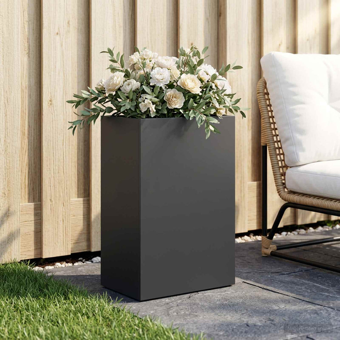 vidaXL Macetero de Jardín Negro 40 x 30 x 75 cm Acero laminado en frío