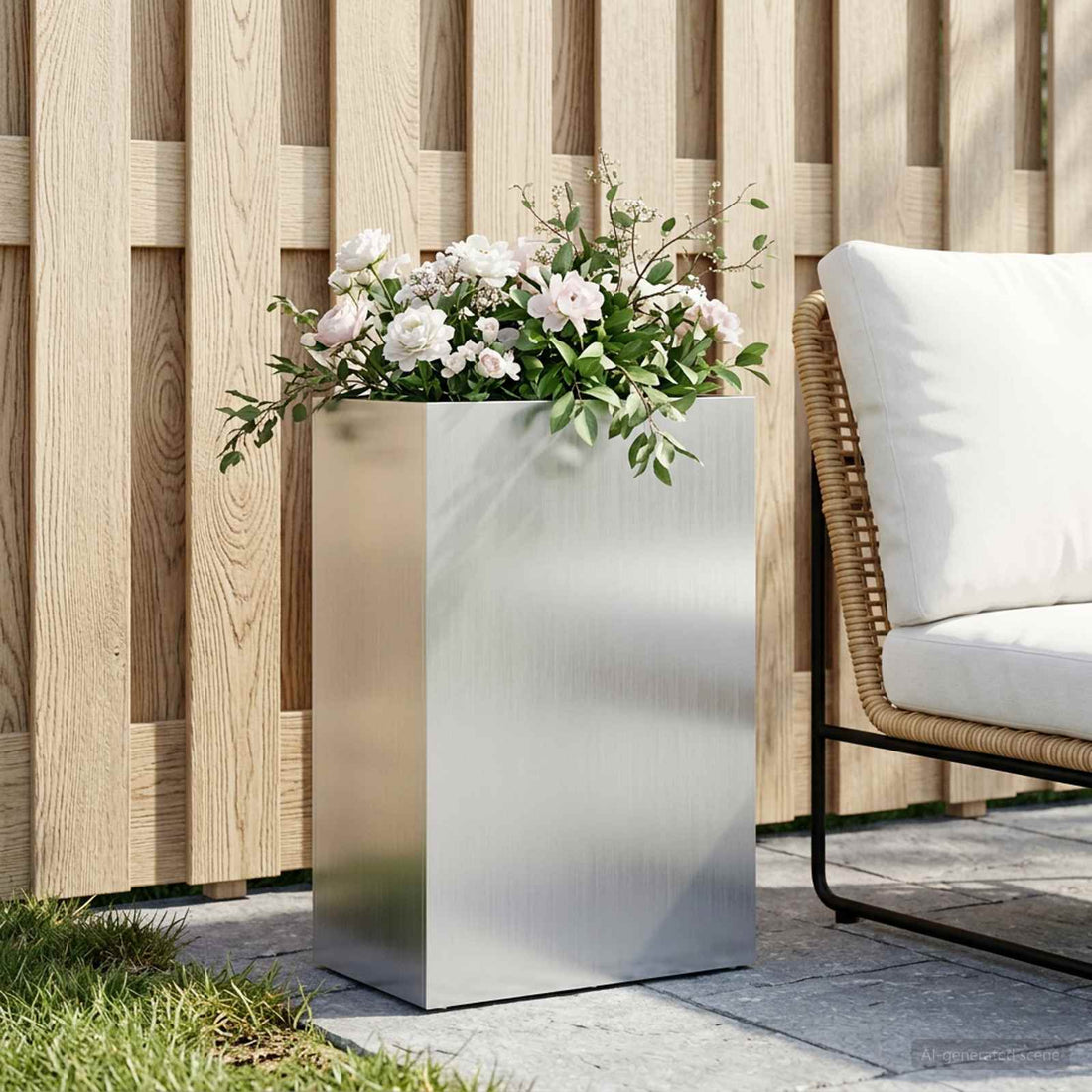 vidaXL Macetero de Jardín Plateado 40 x 30 x 75 cm Acero Galvanizado