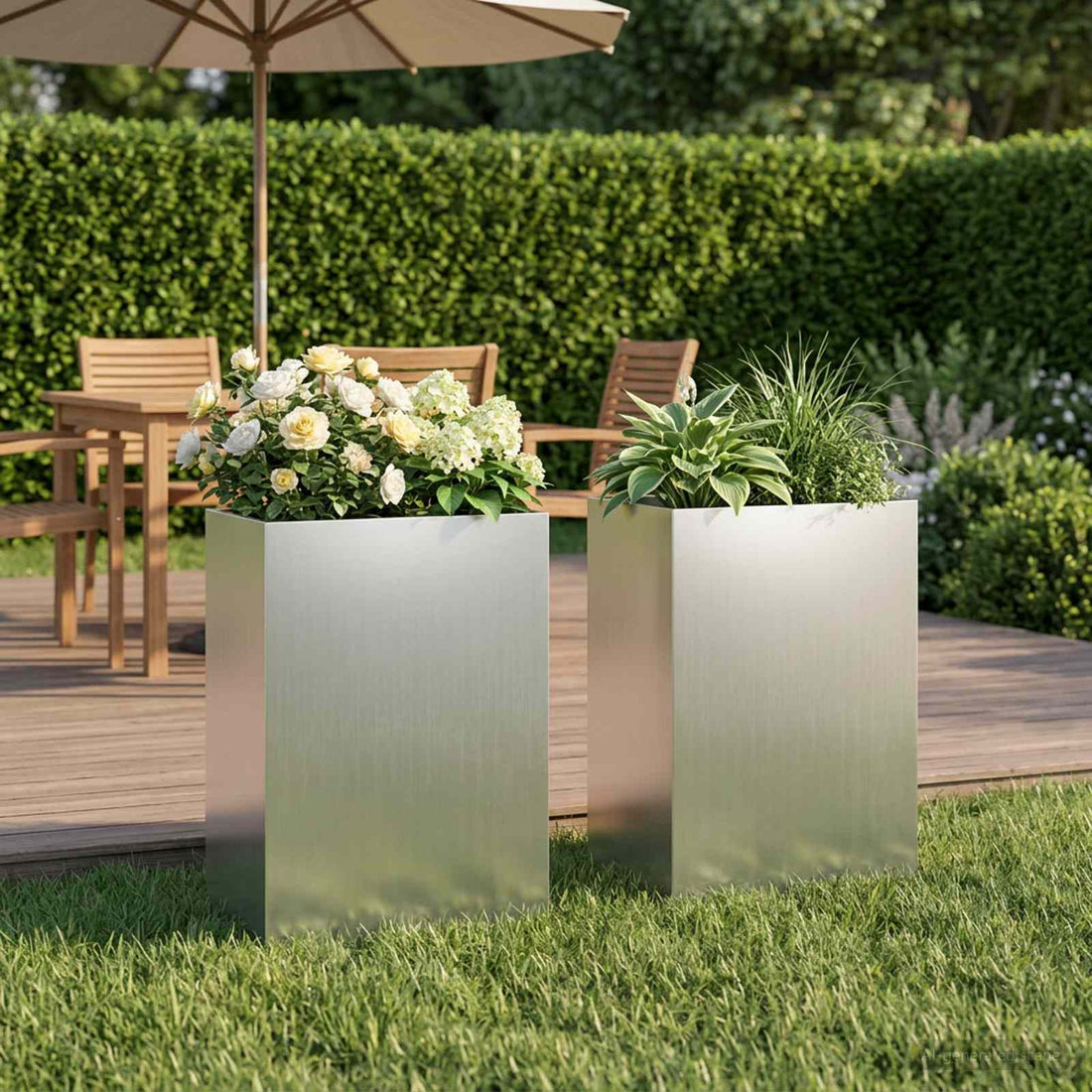 vidaXL Macetero de Jardín 2 uds. Plateado 40 x 30 x 75 cm