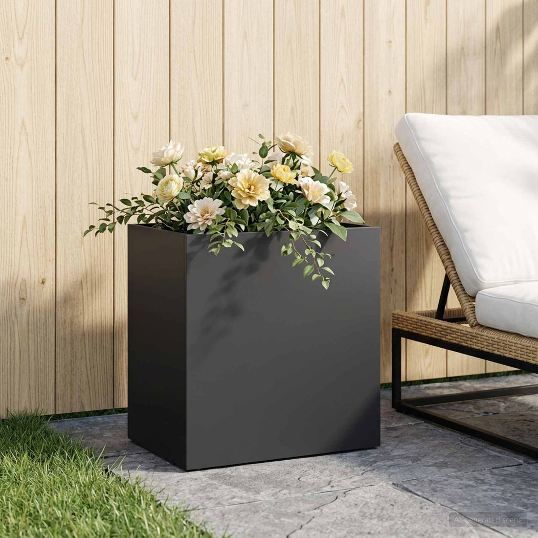 vidaXL Macetero de Jardín Negro 50 x 30 x 40 cm Acero laminado en frío