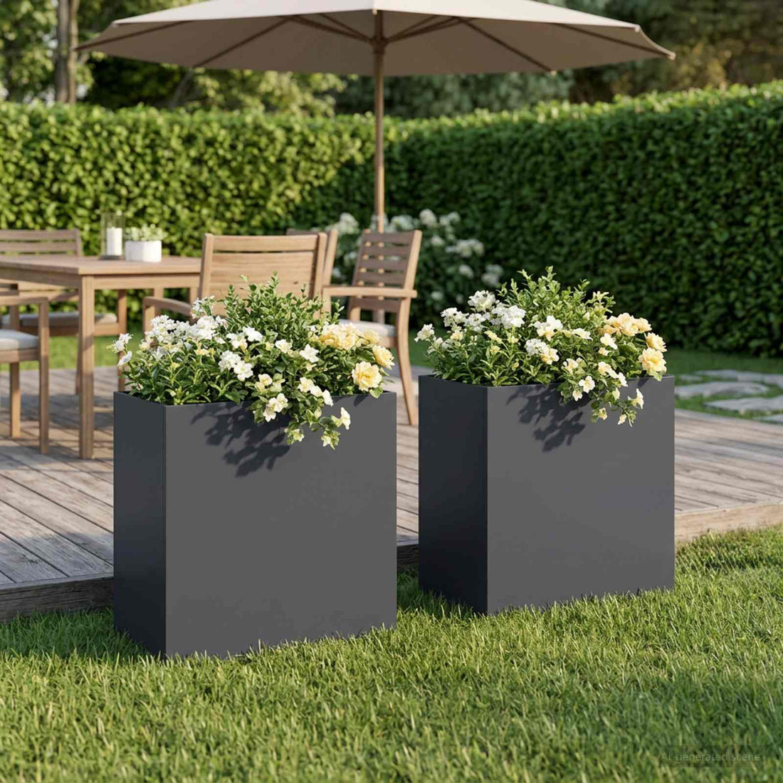 vidaXL Macetero de Jardín 2 uds. Gris antracita 50 x 30 x 40 cm