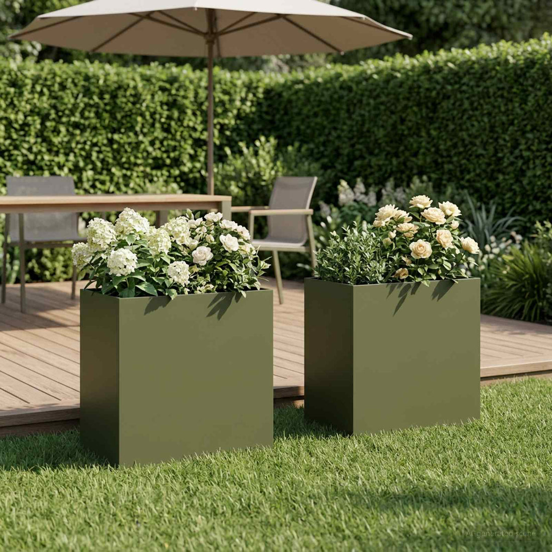vidaXL Macetero de Jardín 2 uds. Verde oliva 50 x 30 x 40 cm