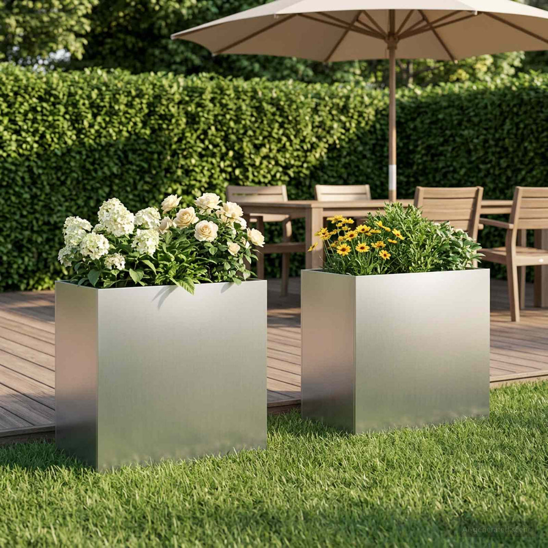 vidaXL Macetero de Jardín 2 uds. Plateado 50 x 30 x 40 cm
