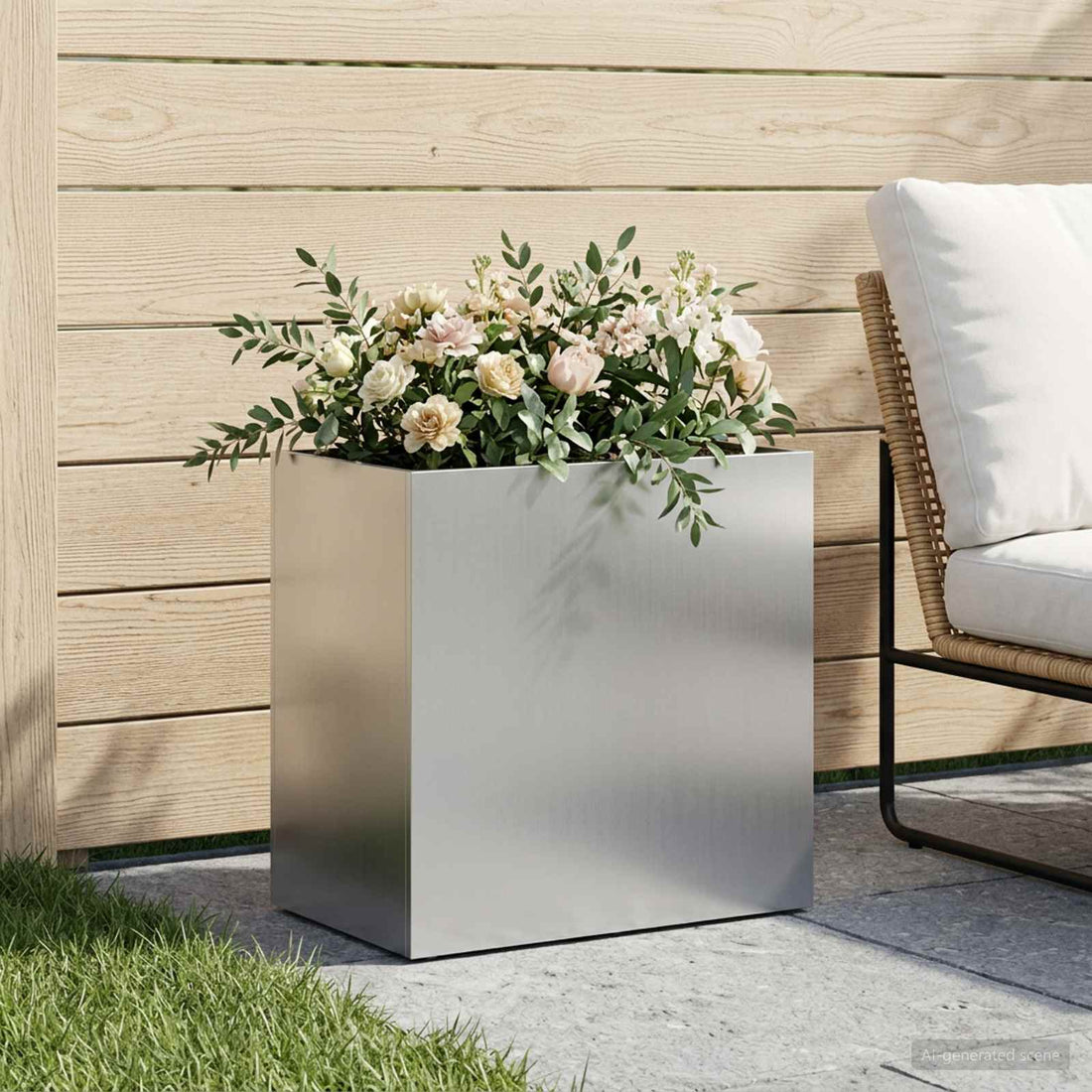 vidaXL Macetero de Jardín Plateado 50 x 30 x 50 cm Acero Galvanizado