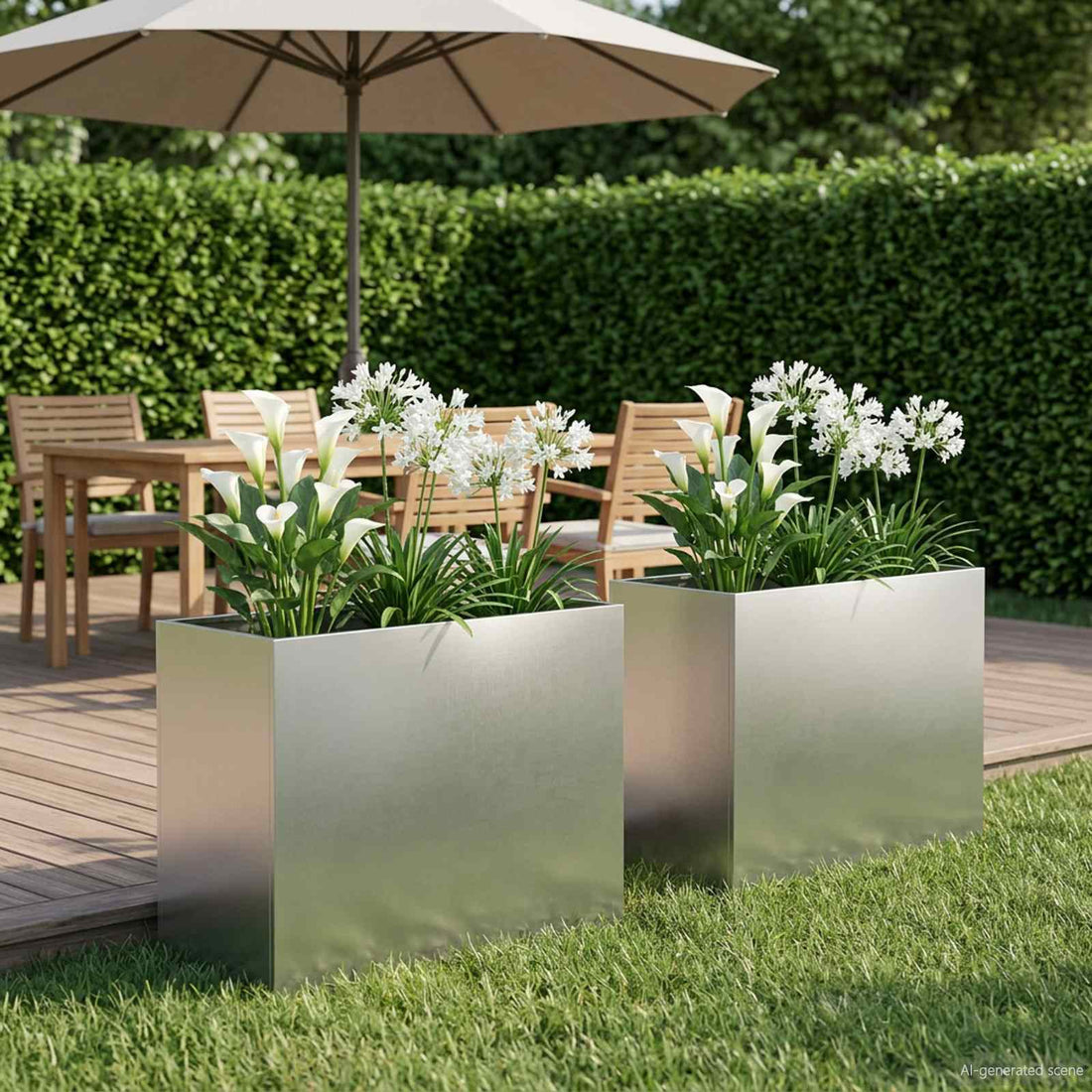 vidaXL Macetero de Jardín 2 uds. Plateado 60 x 30 x 40 cm