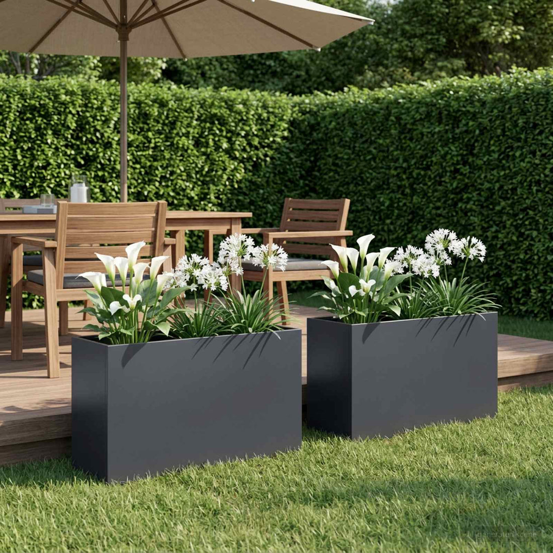 vidaXL Macetero de Jardín 2 uds. Gris antracita 80 x 30 x 40 cm