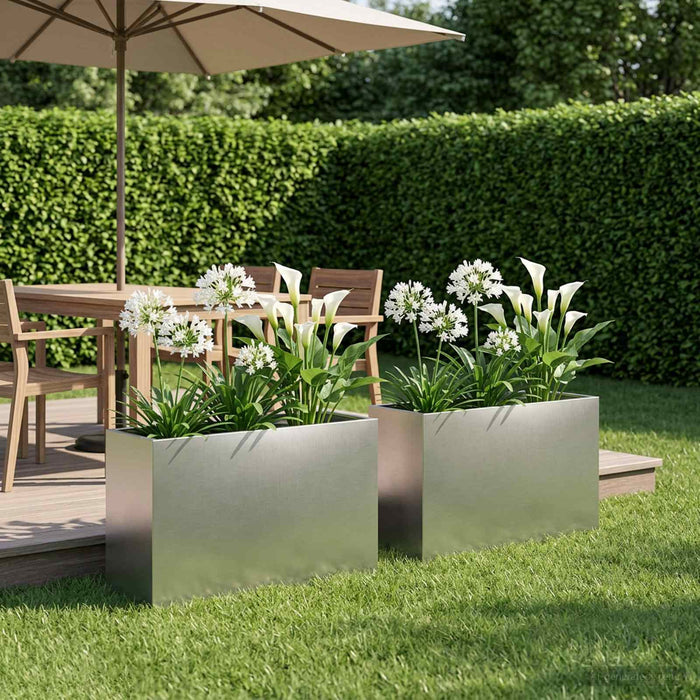 vidaXL Macetero de Jardín 2 uds. Plateado 80 x 30 x 40 cm