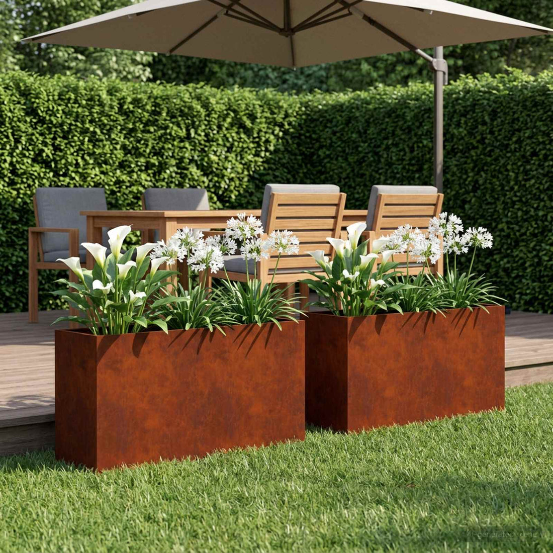 vidaXL Macetero de Jardín 2 uds. Oxidado 80 x 30 x 50 cm Acero oxidado