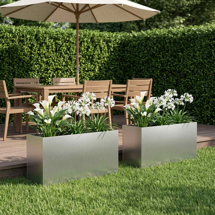 vidaXL Macetero de Jardín 2 uds. Plateado 100 x 30 x 50 cm
