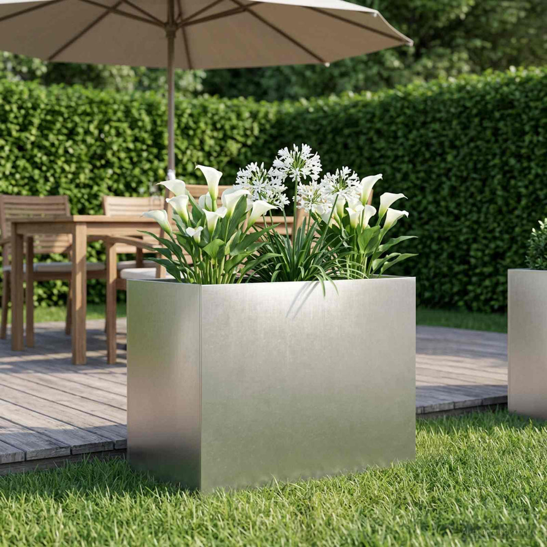 vidaXL Macetero de Jardín Plateado 50 x 40 x 50 cm Acero inoxidable