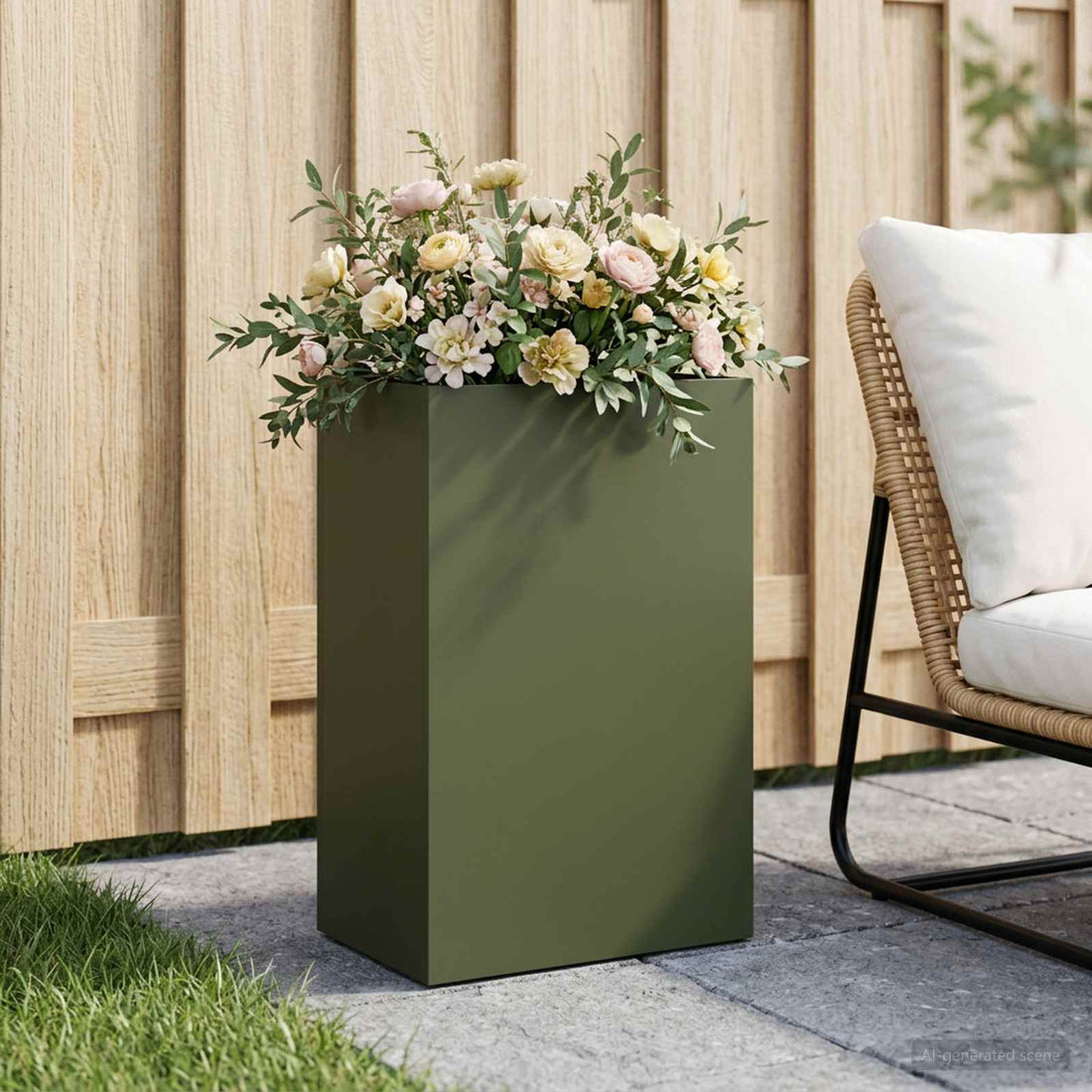 vidaXL Macetero de Jardín Verde oliva 50 x 40 x 75 cm