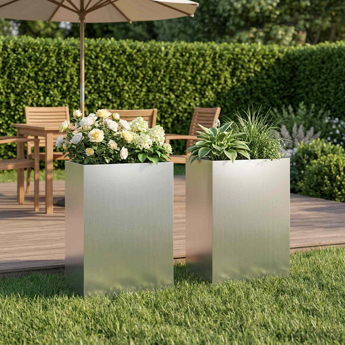 vidaXL Macetero de Jardín 2 uds. Plateado 50 x 40 x 75 cm