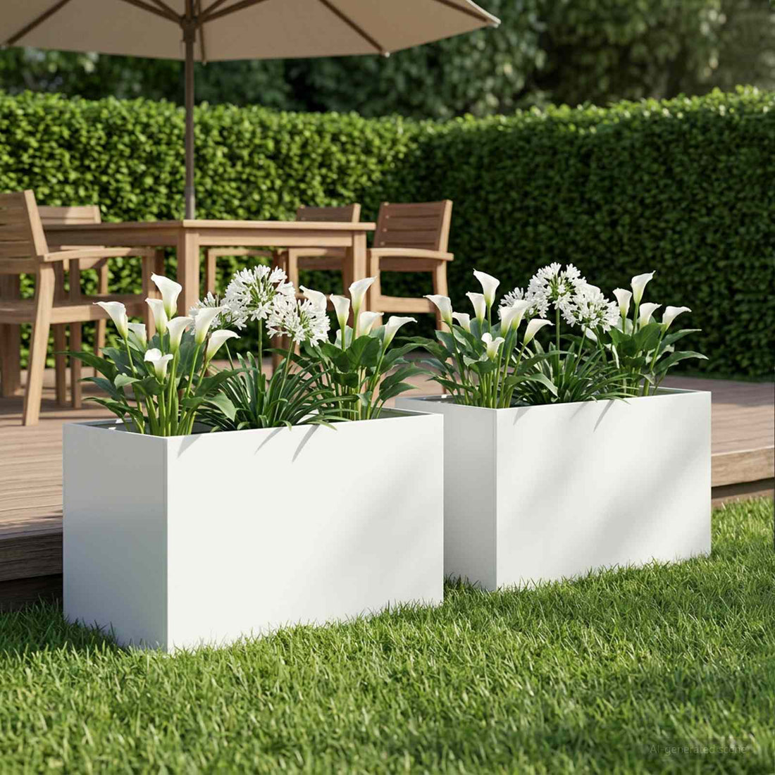 vidaXL Macetero de Jardín 2 uds. Blanco 60 x 40 x 40 cm