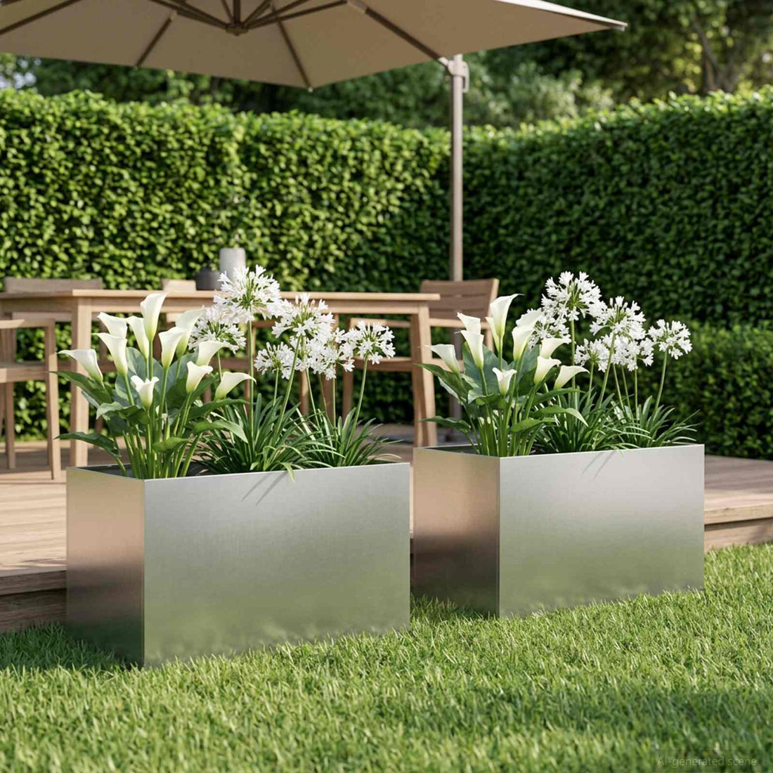 vidaXL Macetero de Jardín 2 uds. Plateado 60 x 40 x 40 cm
