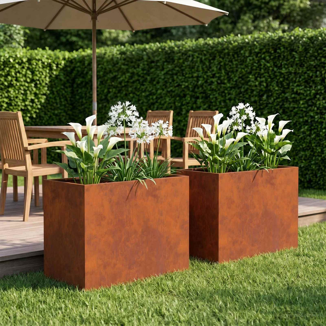 vidaXL Macetero de Jardín 2 uds. Oxidado 60 x 40 x 50 cm Acero oxidado