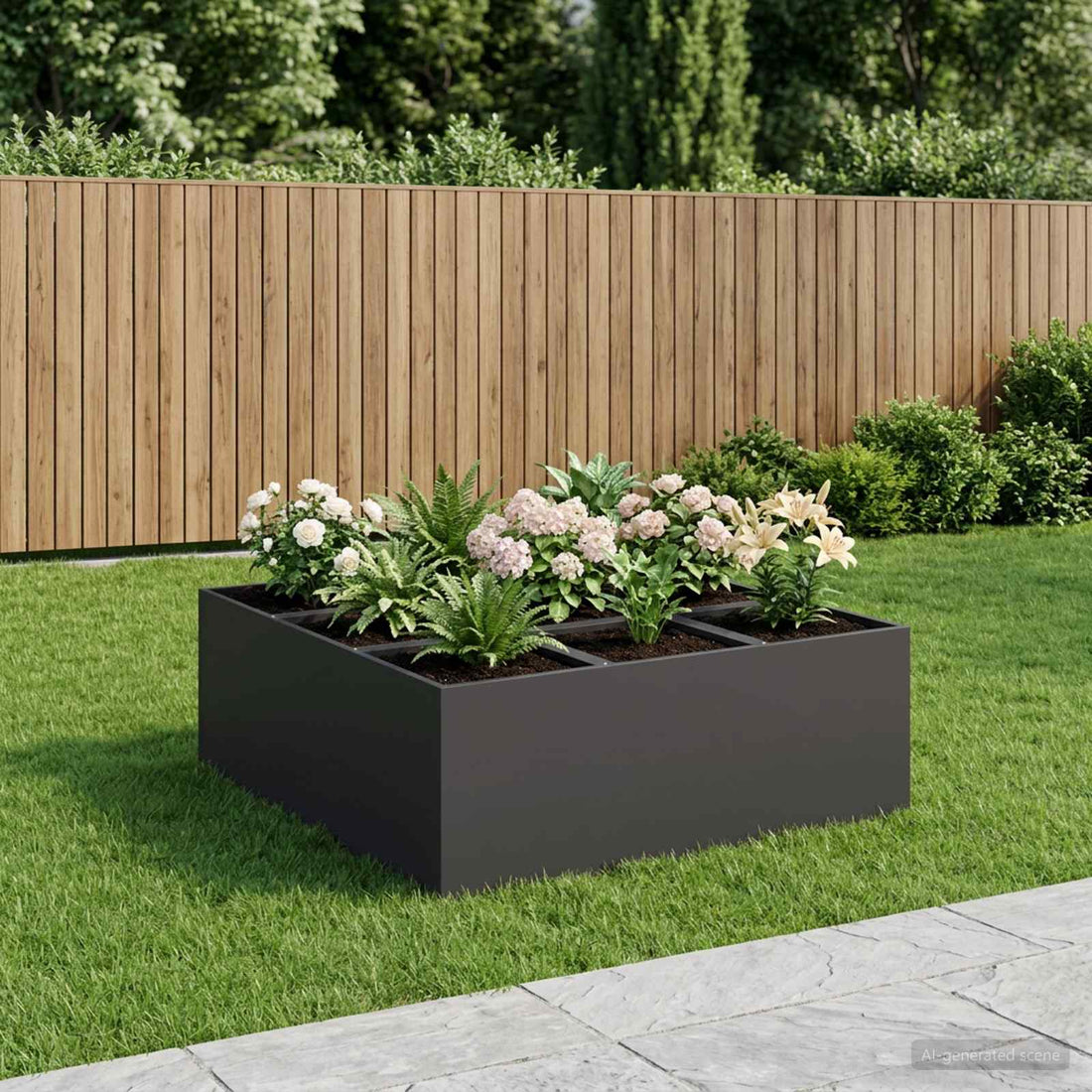 vidaXL Macetero de Jardín Negro 100 x 100 x 20 cm