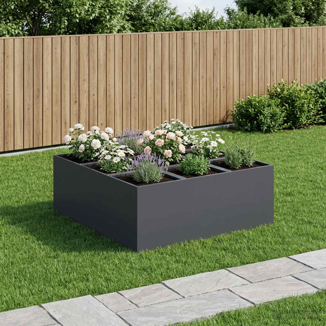 vidaXL Macetero de Jardín Gris antracita 100 x 100 x 20 cm
