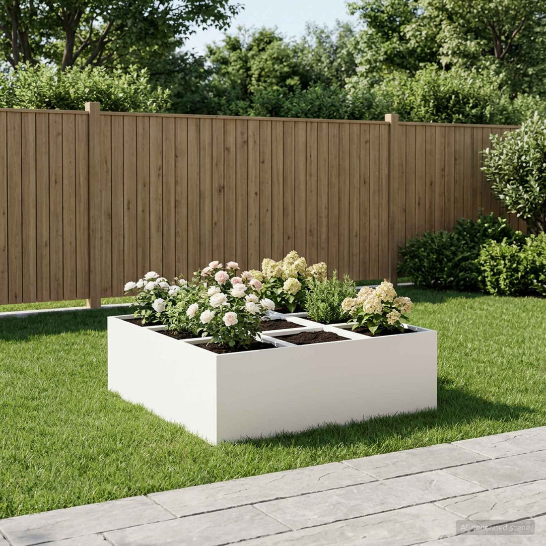 vidaXL Macetero de Jardín Blanco 100 x 100 x 30 cm