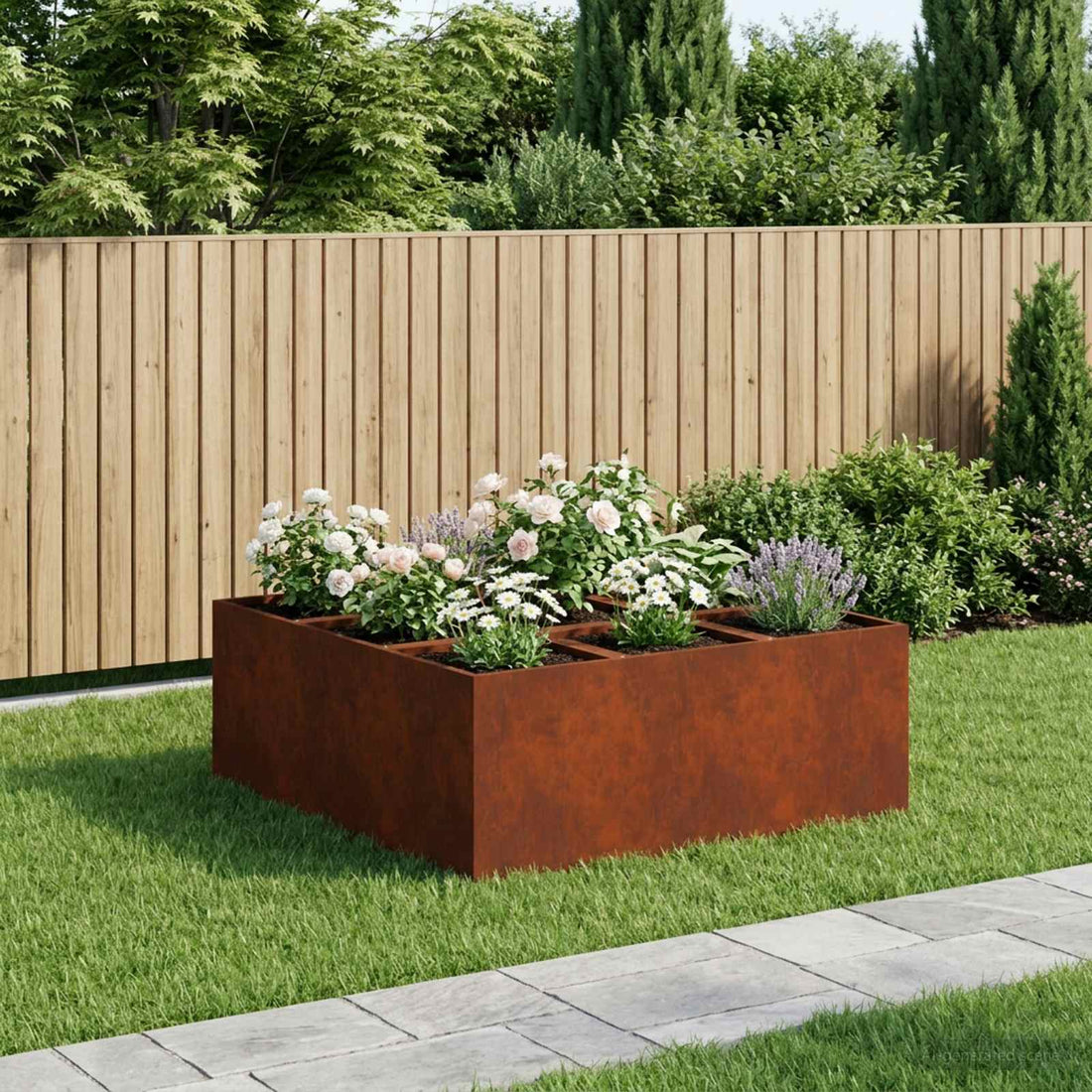 vidaXL Macetero de Jardín Oxidado 100 x 100 x 30 cm Acero oxidado