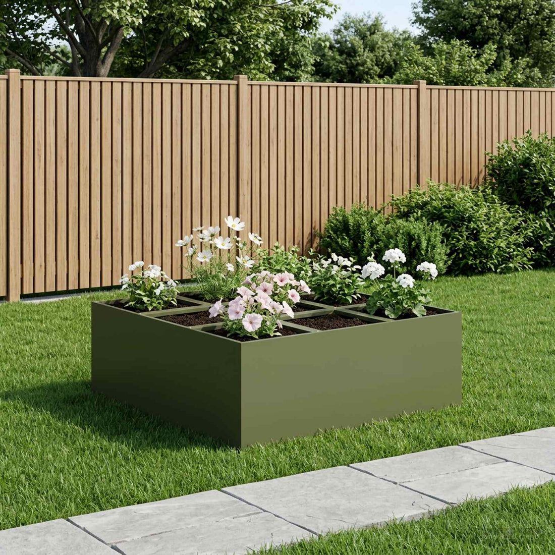 vidaXL Macetero de Jardín Verde oliva 100 x 100 x 40 cm