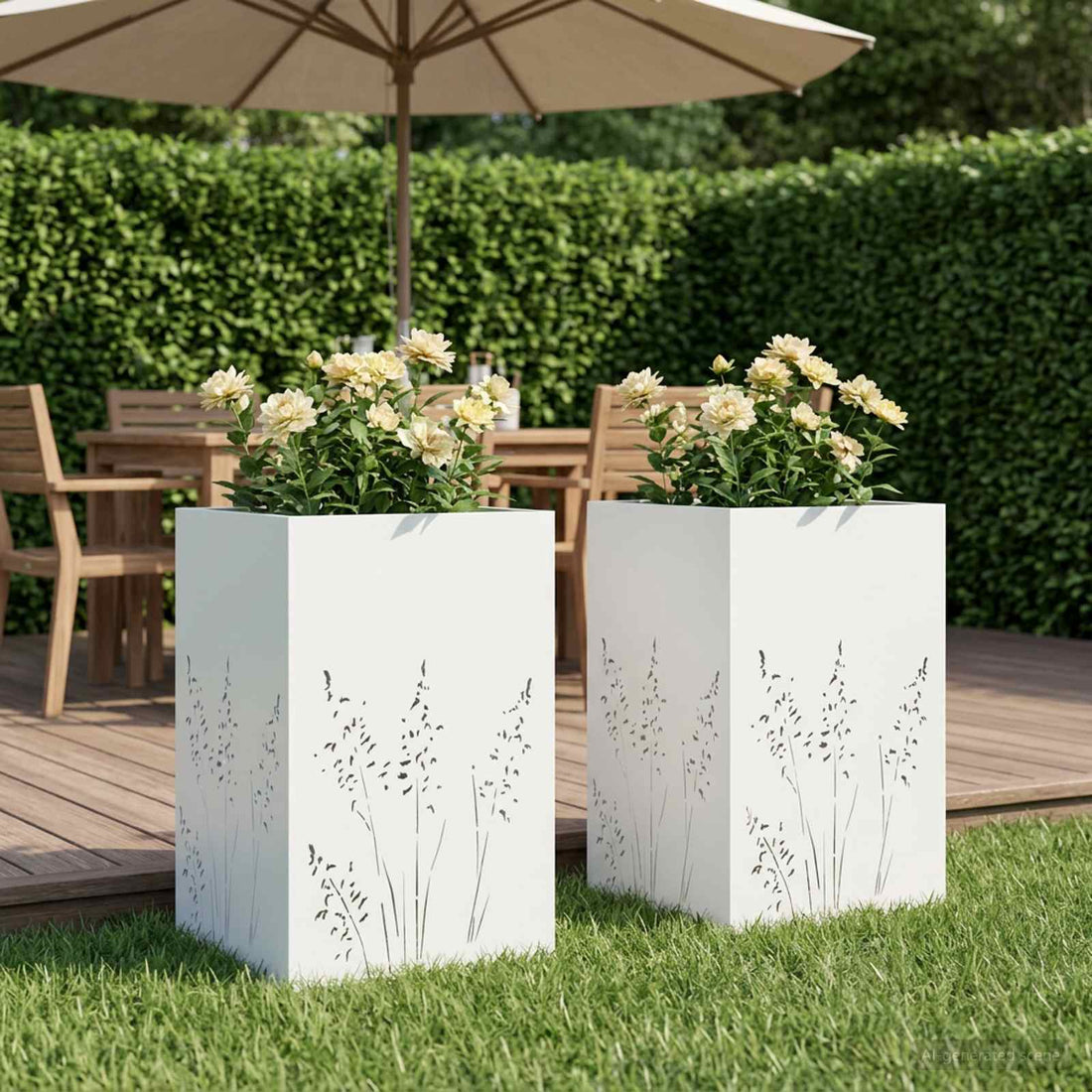 vidaXL Macetero de Jardín 2 uds. Blanco 50 x 50 x 75 cm