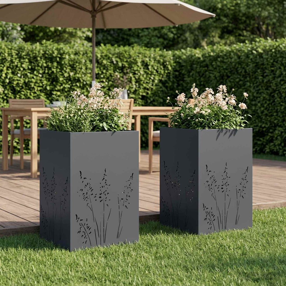 vidaXL Macetero de Jardín 2 uds. Gris antracita 50 x 50 x 75 cm