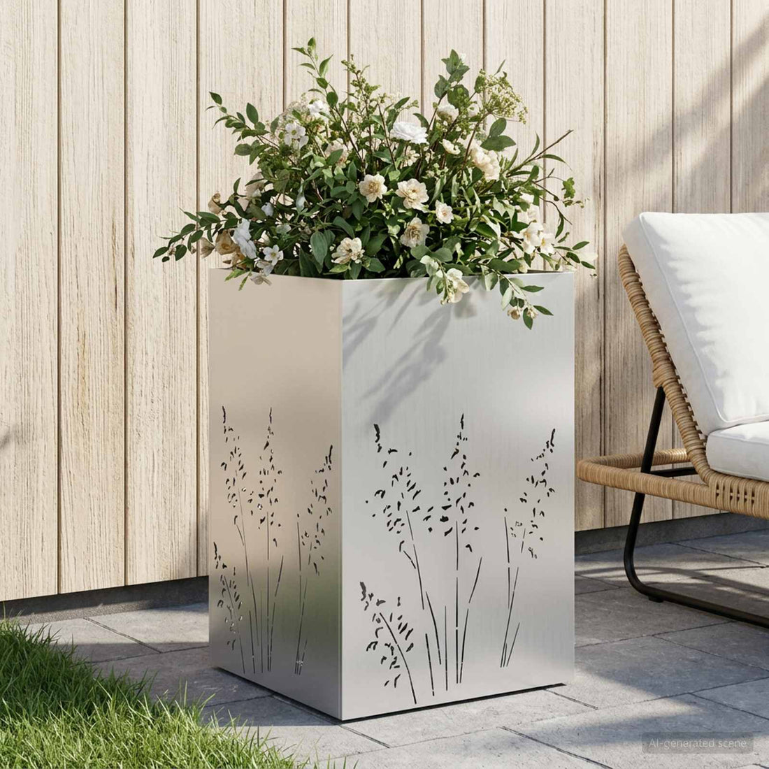vidaXL Macetero de Jardín Plateado 50 x 50 x 75 cm Acero Galvanizado