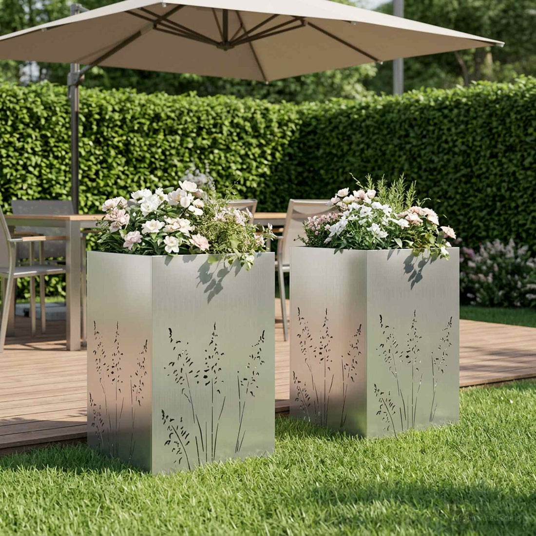 vidaXL Macetero de Jardín 2 uds. Plateado 50 x 50 x 75 cm