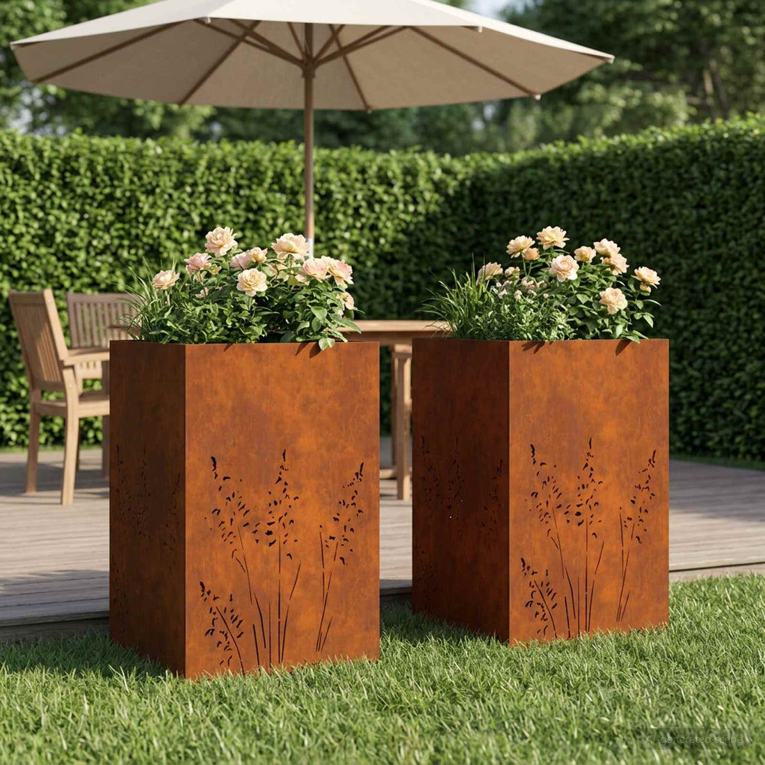 vidaXL Macetero de Jardín 2 uds. Oxidado 50 x 50 x 75 cm Acero oxidado