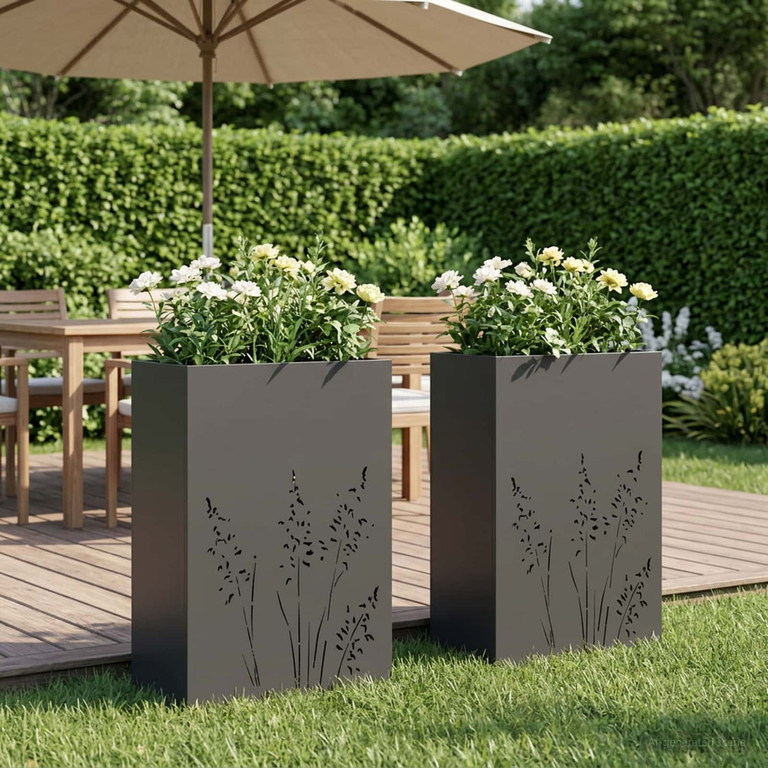 vidaXL Macetero de Jardín 2 uds. Negro 50 x 30 x 75 cm