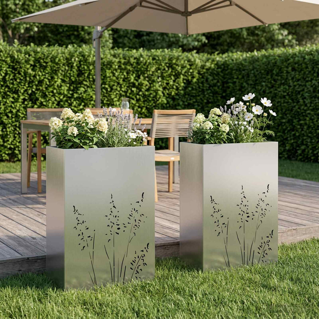 vidaXL Macetero de Jardín 2 uds. Plateado 50 x 30 x 75 cm