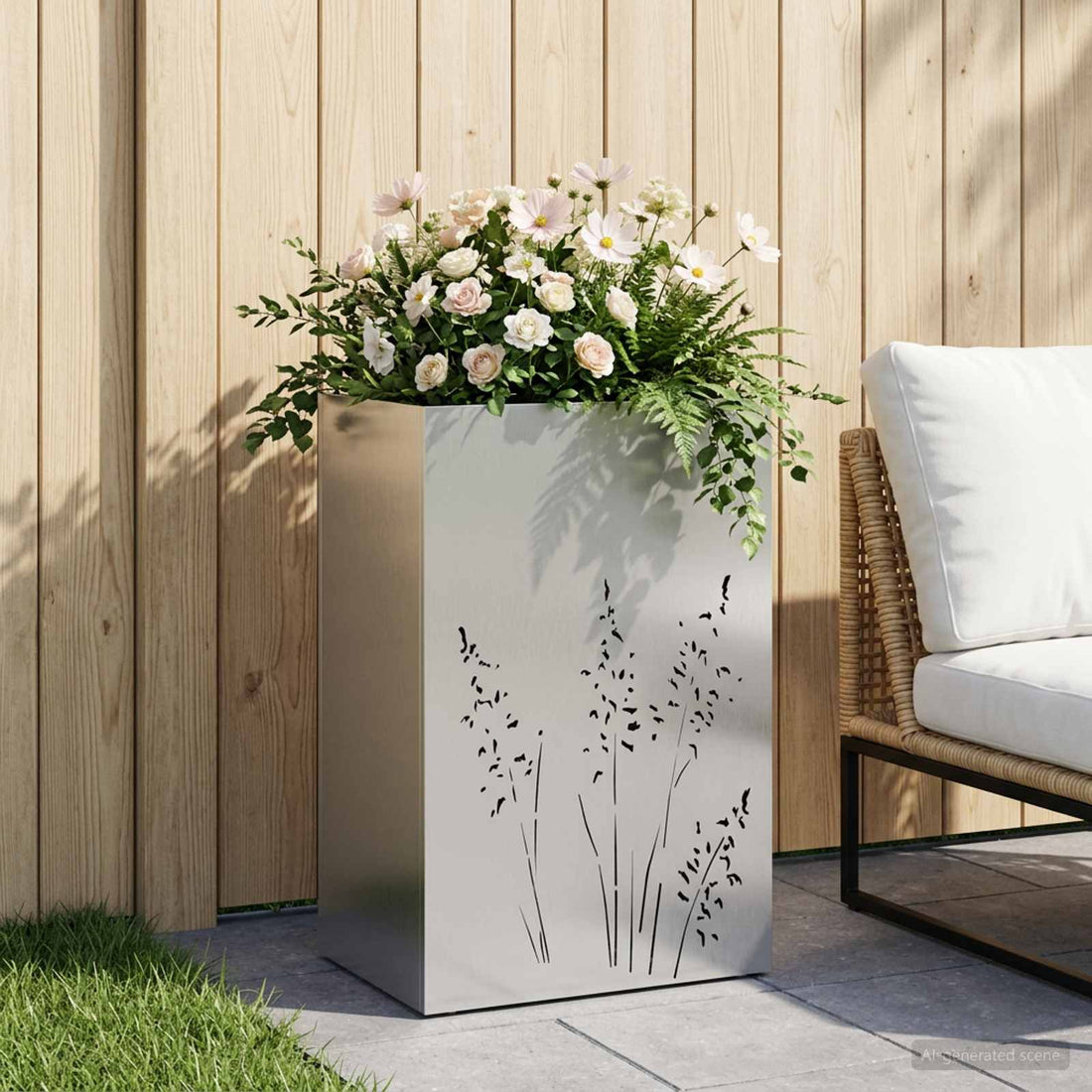 vidaXL Macetero de Jardín Plateado 50 x 30 x 75 cm Acero Galvanizado